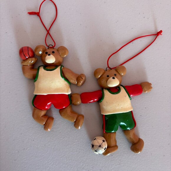 Vintage Teddy Bear Sports Ornaments Nostalgic 90's - Picture 5 of 5